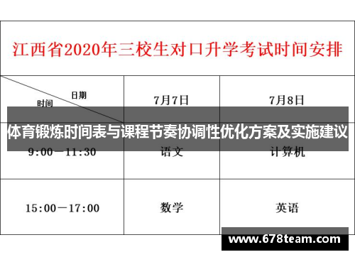 体育锻炼时间表与课程节奏协调性优化方案及实施建议